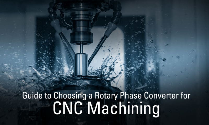 CNC mill head cutting a workpiece with Guide to Choosing a Rotary Phase Converter for CNC Machining as a caption