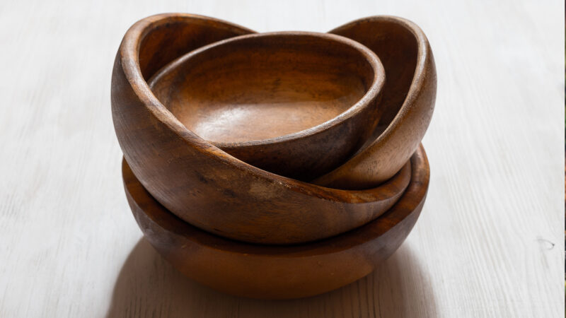 a wooden bowl