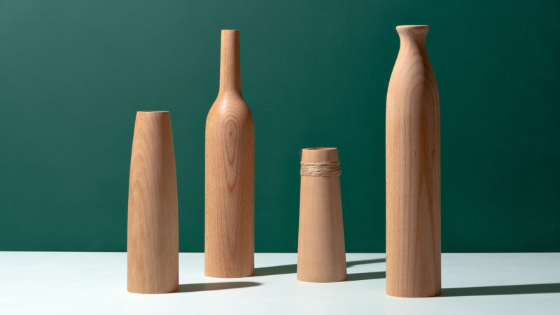 A wooden vase